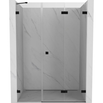 Sprchové dveře Mexen Lunar-F pravé skládací 150 cm, průhledné, černé - 836S-150-050-70-00-P