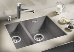 Blanco SUBLINE 340/160 U Silgranit tartufo s táhlem dřez vpravo
