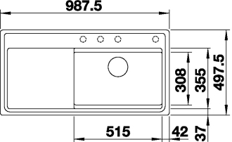 Blanco ZENAR XL 6 S-F Silgranit DFG. kávová dřez vpravo s excentrem kráj.deska dřevo