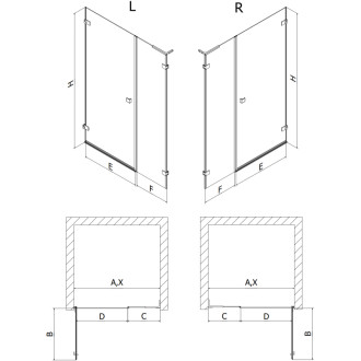 Sprchové dveře Mexen Lunar-B L s pravými panty 120 cm, průhledné, kartáčovaná pistolově šedá - 832SL-120-050-66-00-P