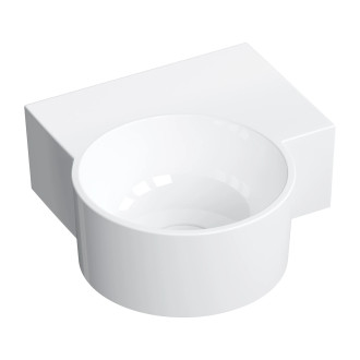 Omnires Ovo M+ umyvadlo na desku / závěsné – pravé, 33 × 34 cm, bílá lesk OVO335UWPBP