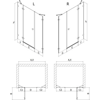 Sprchové dveře Mexen Lunar s pravými panty 125 cm, průhledné, chrom - 834S-125-050-01-00-P