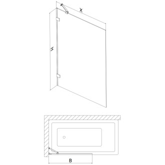 Vanová zástěna Mexen Lunar s jedním křídlem 50 x 150 cm, průhledná, kartáčovaný nikl - 897-050-000-97-00