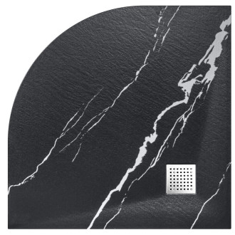 Čtvrtkruhová sprchová vanička VEXO MARBLE - černá