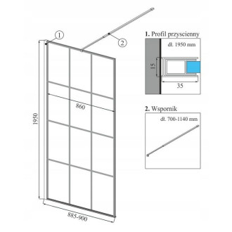 ŚCIANKA CALANI PRYSZNICOWA SOLEO 90