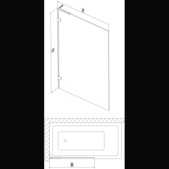 Vanová zástěna Mexen Lunar L s jedním křídlem 50 x 150 cm, průhledná, kartáčovaný nikl - 897L-050-000-97-00
