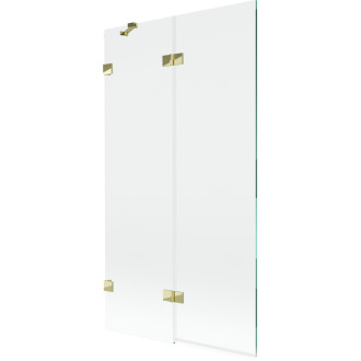 Vanová zástěna Mexen Lunar 2-křídlá levá 100 x 150 cm, průhledná, zlatá - 897-100-100-50-00-L
