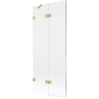 Vanová zástěna Mexen Lunar 2-křídlá levá 80 x 150 cm, průhledná, kartáčované zlato - 897-080-100-55-00-L