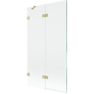 Vanová zástěna Mexen Lunar 2-křídlá levá 100 x 150 cm, průhledná, kartáčované zlato - 897-100-100-55-00-L
