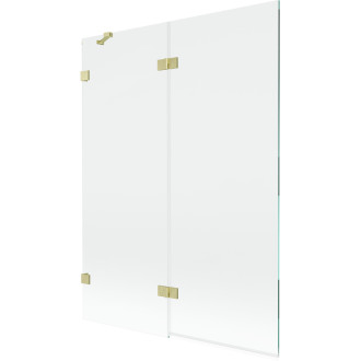 Vanová zástěna Mexen Lunar 2-křídlá levá 130 x 150 cm, průhledná, kartáčované zlato - 897-130-100-55-00-L
