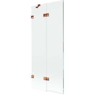 Vanová zástěna Mexen Lunar 2-křídlá levá 80 x 150 cm, průhledná, růžové zlato - 897-080-100-60-00-L