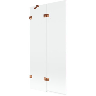 Vanová zástěna Mexen Lunar 2-křídlá levá 90 x 150 cm, průhledná, růžové zlato - 897-090-100-60-00-L