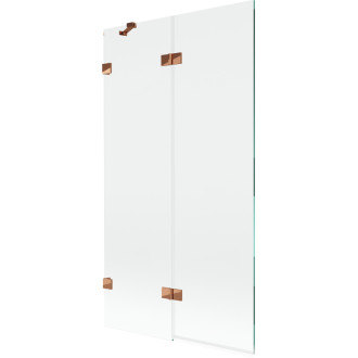 Vanová zástěna Mexen Lunar 2-křídlá levá 100 x 150 cm, průhledná, růžové zlato - 897-100-100-60-00-L