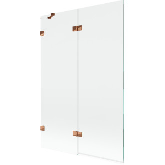 Vanová zástěna Mexen Lunar 2-křídlá levá 120 x 150 cm, průhledná, růžové zlato - 897-120-100-60-00-L