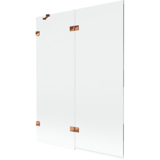 Vanová zástěna Mexen Lunar 2-křídlá levá 130 x 150 cm, průhledná, růžové zlato - 897-130-100-60-00-L