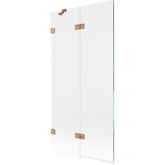 Vanová zástěna Mexen Lunar 2-křídlá levá 90 x 150 cm, průhledná, kartáčovaná měď - 897-090-100-65-00-L