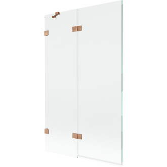 Vanová zástěna Mexen Lunar 2-křídlá levá 110 x 150 cm, průhledná, kartáčovaná měď - 897-110-100-65-00-L