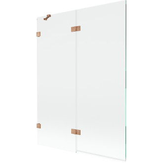 Vanová zástěna Mexen Lunar 2-křídlá levá 130 x 150 cm, průhledná, kartáčovaná měď - 897-130-100-65-00-L