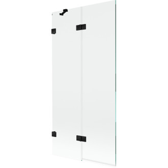 Vanová zástěna Mexen Lunar 2-křídlá levá 90 x 150 cm, průhledná, černá - 897-090-100-70-00-L