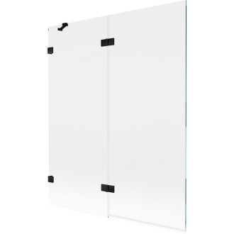 Vanová zástěna Mexen Lunar 2-křídlá levá 140 x 150 cm, průhledná, černá - 897-140-100-70-00-L
