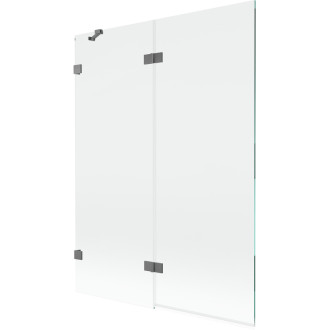 Vanová zástěna Mexen Lunar 2-křídlá levá 130 x 150 cm, průhledná, stříbrná - 897-130-100-95-00-L