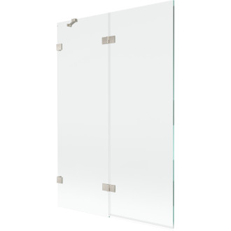 Vanová zástěna Mexen Lunar 2-křídlá levá 120 x 150 cm, průhledná, kartáčovaný nikl - 897-120-100-97-00-L