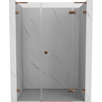 Sprchové dveře Mexen Lunar L s pravými panty 140 cm, průhledné, růžové zlato - 834SL-140-050-60-00-P