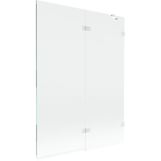 Mexen Lunar vanová zástěna pravá, 2 křídla, 130 x 150 cm, průhledná, bílá - 897-130-100-20-00-P