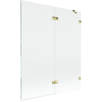 Vanová zástěna Mexen Lunar 2-křídlá pravá 140 x 150 cm, průhledná, zlatá - 897-140-100-50-00-P