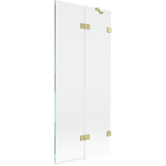 Vanová zástěna Mexen Lunar 2-křídlá pravá 80 x 150 cm, průhledná, kartáčované zlato - 897-080-100-55-00-P