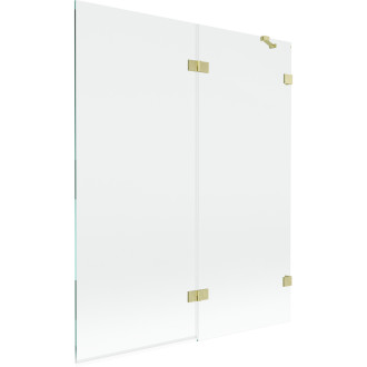 Vanová zástěna Mexen Lunar 2-křídlá pravá 140 x 150 cm, průhledná, kartáčované zlato - 897-140-100-55-00-P
