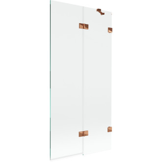 Vanová zástěna Mexen Lunar 2-křídlá pravá 90 x 150 cm, průhledná, růžové zlato - 897-090-100-60-00-P