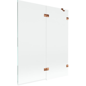 Vanová zástěna Mexen Lunar 2-křídlá pravá 140 x 150 cm, průhledná, růžové zlato - 897-140-100-60-00-P