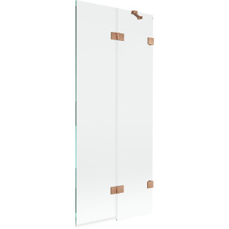 Vanová zástěna Mexen Lunar 2-křídlá pravá 80 x 150 cm, průhledná, kartáčovaná měď - 897-080-100-65-00-P