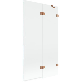 Vanová zástěna Mexen Lunar 2-křídlá pravá 100 x 150 cm, průhledná, kartáčovaná měď - 897-100-100-65-00-P