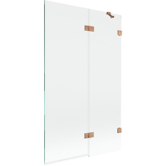 Vanová zástěna Mexen Lunar 2-křídlá pravá 110 x 150 cm, průhledná, kartáčovaná měď - 897-110-100-65-00-P