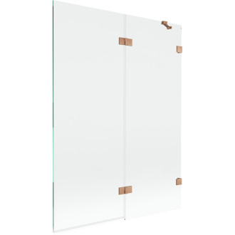 Vanová zástěna Mexen Lunar 2-křídlá pravá 130 x 150 cm, průhledná, kartáčovaná měď - 897-130-100-65-00-P