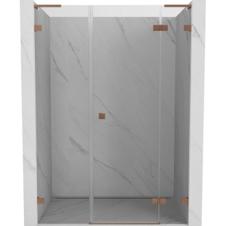 Sprchové dveře Mexen Lunar L s pravými panty 145 cm, průhledné, kartáčovaná měď - 834SL-145-050-65-00-P