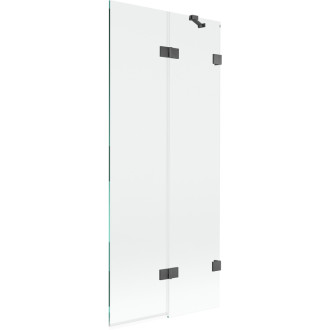 Vanová zástěna Mexen Lunar 2-křídlá pravá 80 x 150 cm, průhledná, kartáčovaná pistolově šedá - 897-080-100-66-00-P