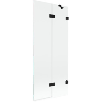 Mexen Lunar vanová zástěna pravá, 2 křídla, 80 x 150 cm, průhledná, černá - 897-080-100-70-00-P