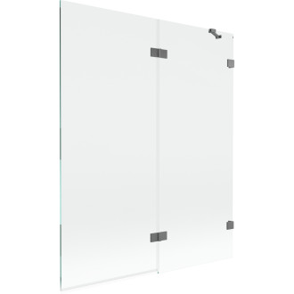 Vanová zástěna Mexen Lunar 2-křídlá pravá 140 x 150 cm, průhledná, stříbrná - 897-140-100-95-00-P