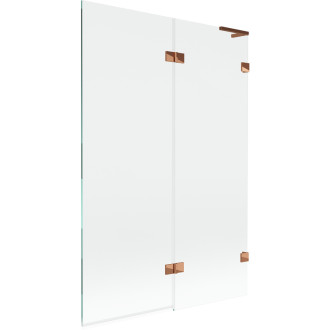 Mexen Lunar L 2dílná pravá vanová zástěna 120 x 150 cm, průhledná, růžové zlato - 897L-120-100-60-00-P