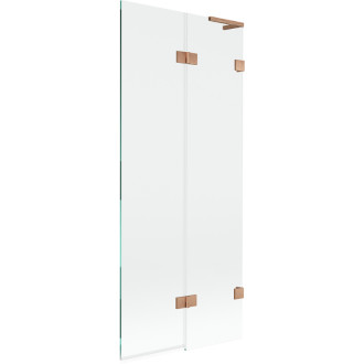 Mexen Lunar L vanová zástěna se 2 křídly pravá 80 x 150 cm, průhledná, kartáčovaná měď - 897L-080-100-65-00-P