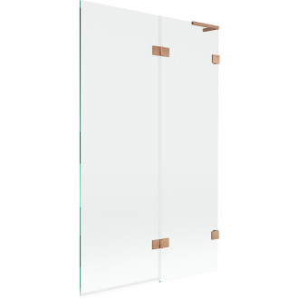 Mexen Lunar L vanová zástěna se 2 křídly pravá 110 x 150 cm, průhledná, kartáčovaná měď - 897L-110-100-65-00-P