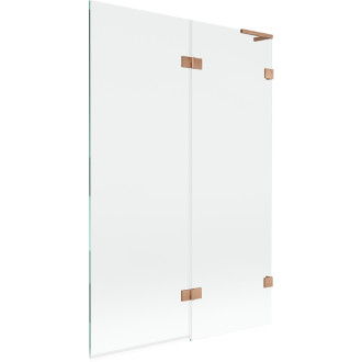 Mexen Lunar L vanová zástěna se 2 křídly pravá 120 x 150 cm, průhledná, kartáčovaná měď - 897L-120-100-65-00-P