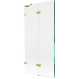 Mexen Lunar L vanová zástěna se 2 křídly vlevo 90 x 150 cm, průhledná, kartáčované zlato - 897L-090-100-55-00-L