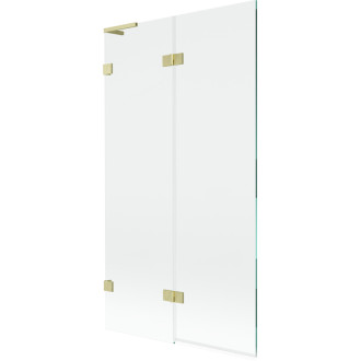 Mexen Lunar L vanová zástěna se 2 křídly, levá, 100 x 150 cm, průhledná, kartáčované zlato - 897L-100-100-55-00-L