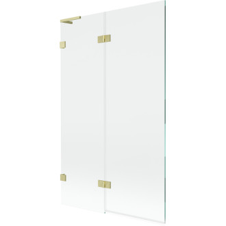 Mexen Lunar L vanová zástěna se 2 křídly, levá, 110 x 150 cm, průhledná, kartáčované zlato - 897L-110-100-55-00-L