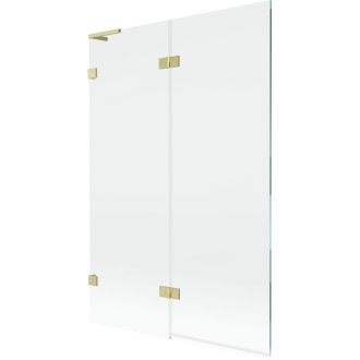 Mexen Lunar L vanová zástěna se 2 křídly, levá, 120 x 150 cm, průhledná, kartáčované zlato - 897L-120-100-55-00-L