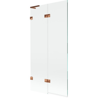 Mexen Lunar L vanová zástěna se 2 křídly, levá, 90 x 150 cm, průhledná, růžové zlato - 897L-090-100-60-00-L